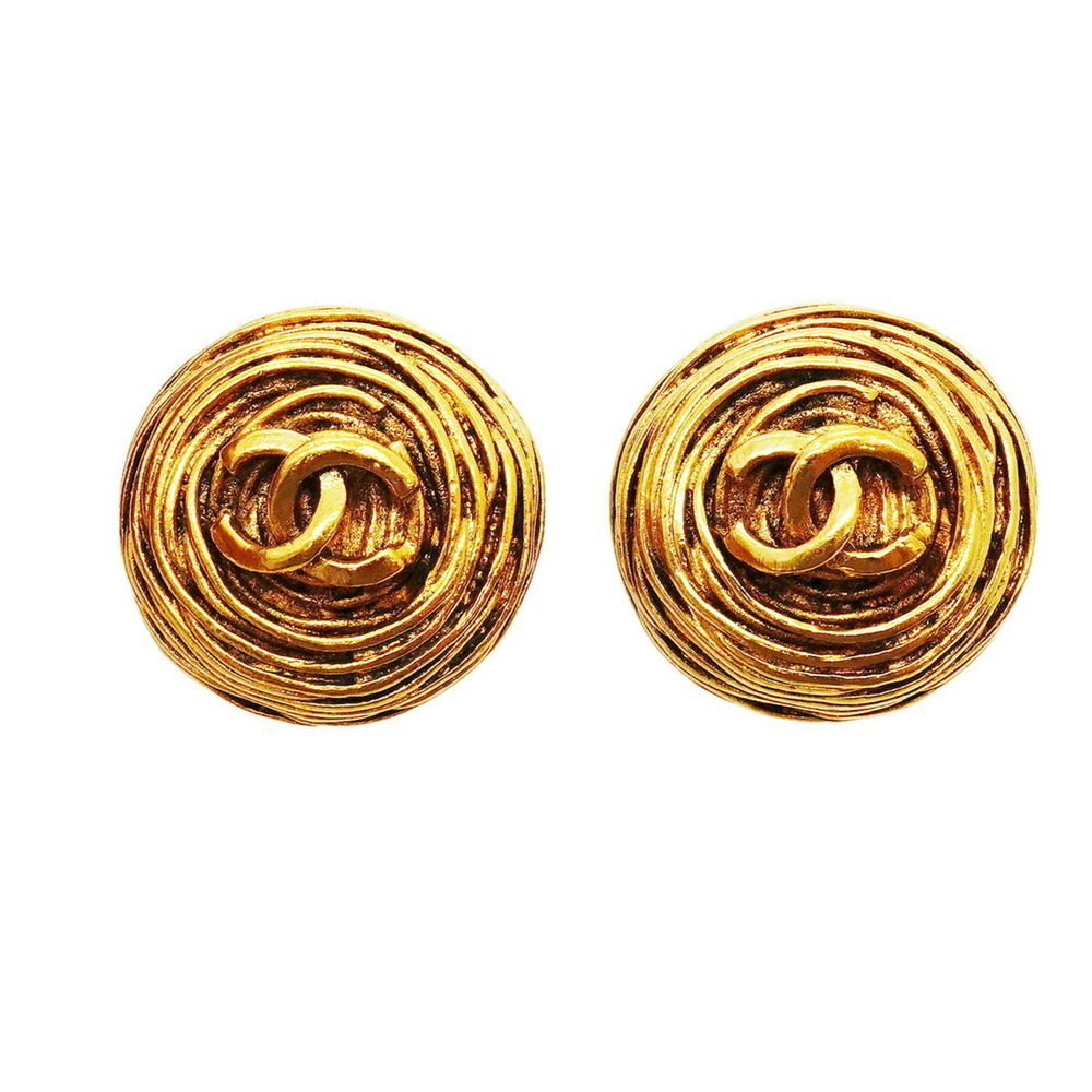 CHANEL Gold Logo Earrings